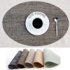 PVC Oval Shape Dining Table Mat Heat Insulation Non-Slip Placemats Disc Bowl Tableware Pads (Grey) - Image 3