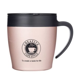 Handle Coffee Mug Stainless Steel Thermos Cups Vacuum Flask Water Bottle Bussiness Portable Thermo Cup (Rose Golden)