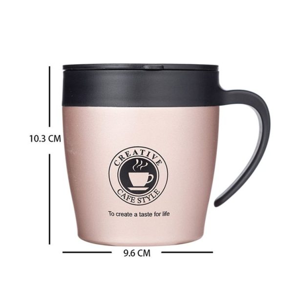 Handle Coffee Mug Stainless Steel Thermos Cups Vacuum Flask Water Bottle Bussiness Portable Thermo Cup (Rose Golden) - Image 2