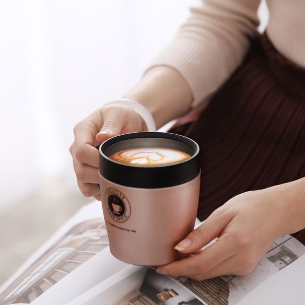 Handle Coffee Mug Stainless Steel Thermos Cups Vacuum Flask Water Bottle Bussiness Portable Thermo Cup (Rose Golden) - Image 7