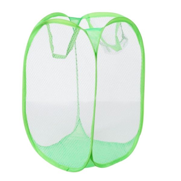 Foldable Pop Up Wash Bag Laundry Basket Bag Hamper Mesh Storage Pueple Dirty Clothes Basket (Blue) - Image 6