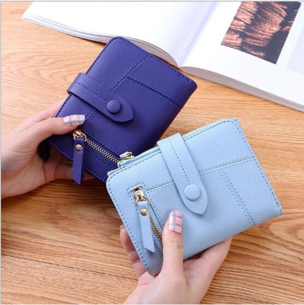 Women Two-folding Wallet Multi-function Clutch Bag Small Wallet (Black) - Image 3