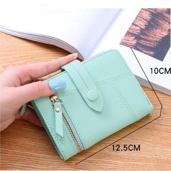 Women Two-folding Wallet Multi-function Clutch Bag Small Wallet (Black) - Image 4