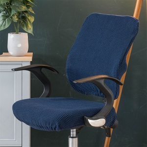 Universal Stretch Office Chair Cover, Size: Back Cover + Cushion Cover (Deep Blue)