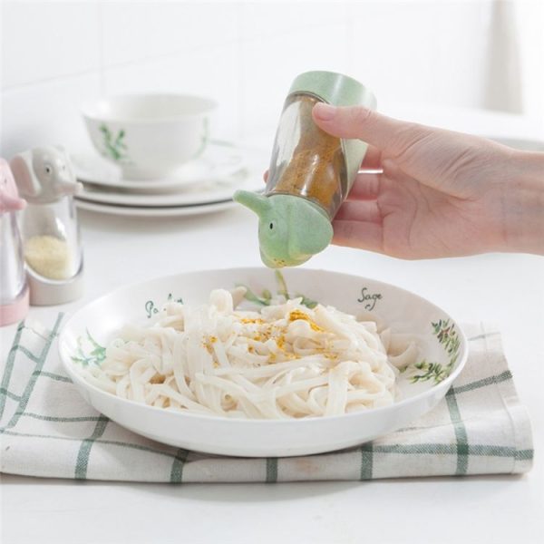 2 PCS Wheat Straw Elephant Figurine Jar Pepper Powder Seasoning Box (Green) - Image 5