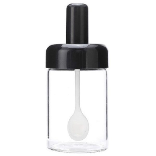 Kitchenware Seasoning Jar Spoon Cover Integrated Sealing Moisture-proof Cruet, Color: Black - Image 2