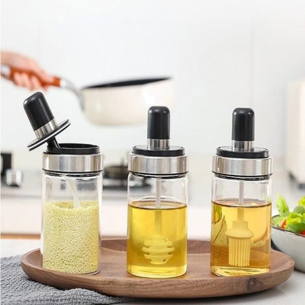 Kitchenware Seasoning Jar Spoon Cover Integrated Sealing Moisture-proof Cruet, Color: Black - Image 3