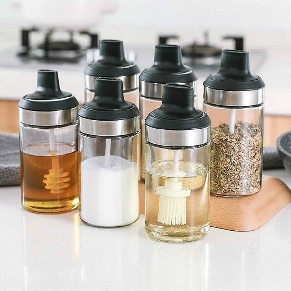 Kitchenware Seasoning Jar Spoon Cover Integrated Sealing Moisture-proof Cruet, Color: Black - Image 6