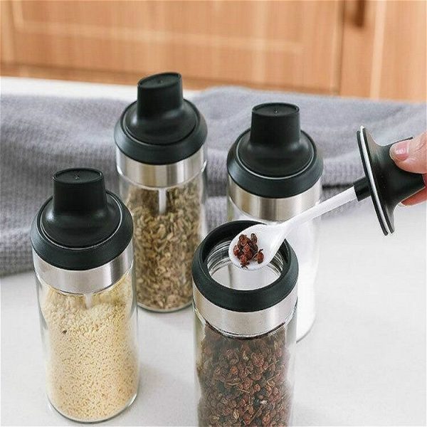 Kitchenware Seasoning Jar Spoon Cover Integrated Sealing Moisture-proof Cruet, Color: Black - Image 8