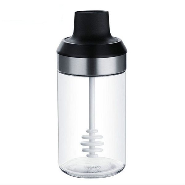 Kitchenware Seasoning Jar Spoon Cover Integrated Sealing Moisture-proof Cruet, Color: Lead-free Glass Honey Stick