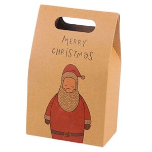 5 PCS Christmas Cartoon Cute Christmas Candy Kraft Paper Gift Bag Tote (Santa)