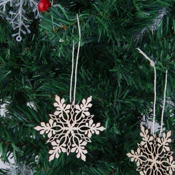 20 PCS Merry Christmas Snowflake Christmas Tree Wooden Ornaments - Image 2