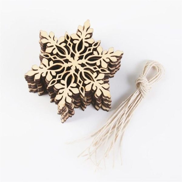 20 PCS Merry Christmas Snowflake Christmas Tree Wooden Ornaments - Image 3
