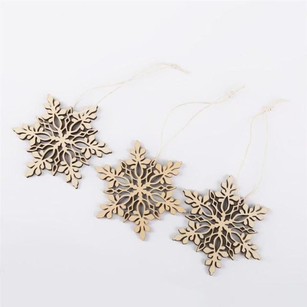 20 PCS Merry Christmas Snowflake Christmas Tree Wooden Ornaments - Image 4