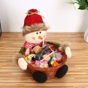 2 PCS Christmas Candy Gift Storage Basket Desktop Decoration, Size: Large (Snowman)