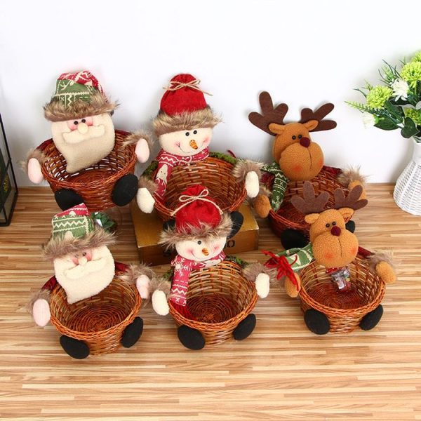 2 PCS Christmas Candy Gift Storage Basket Desktop Decoration, Size: Large (Snowman) - Image 4