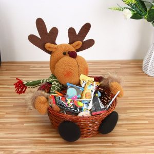 2 PCS Christmas Candy Gift Storage Basket Desktop Decoration, Size: Small (Elk)