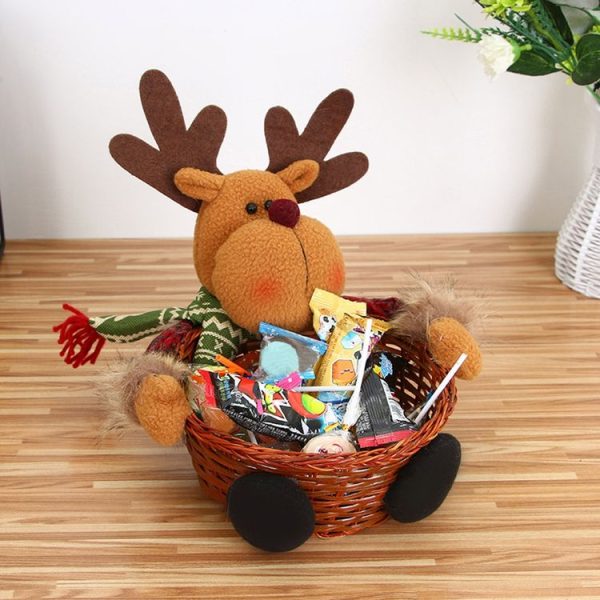 2 PCS Christmas Candy Gift Storage Basket Desktop Decoration, Size: Small (Elk)