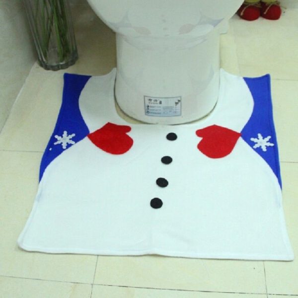 3 PCS Embroidered Christmas Snowman Toilet Set Christmas Home Decoration (2248 Snowman) - Image 6