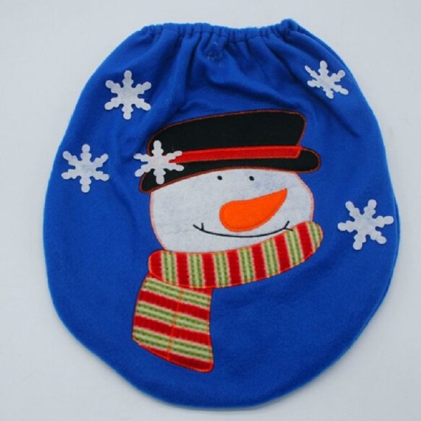 3 PCS Embroidered Christmas Snowman Toilet Set Christmas Home Decoration (2248 Snowman) - Image 7