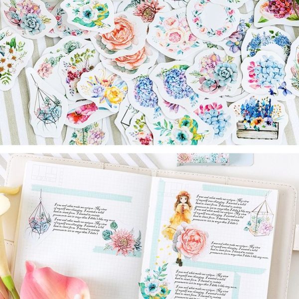 2 PCS Ukiyo Flower Language Pocket Sticker Shaped Seal Sticker Boxed Sticker - Image 2