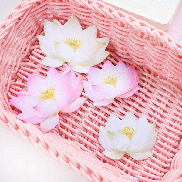 3 PCS Small Fresh Flowers and Leaves Series of Post-It Notes Romantic Lotus Notes White 2 Lotus - Image 4