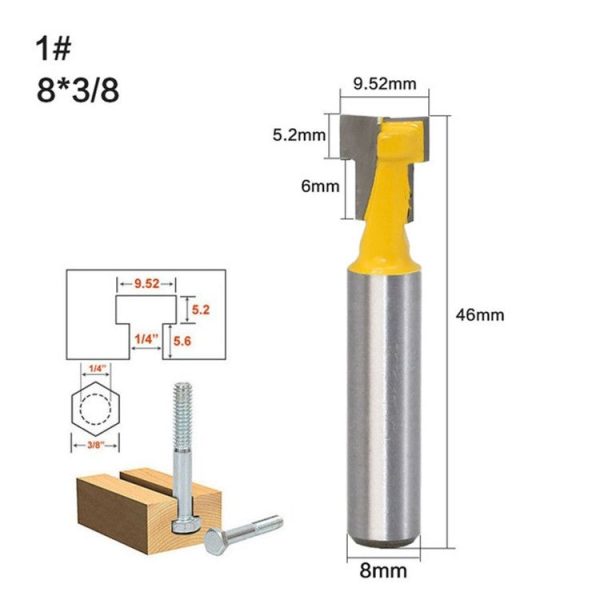 Woodworking Milling Cutter 8-handle Keyhole Cutter Photo Frame Wall-mounted T-type Keyhole Cutter, Size: 8x3 / 8 Inch - Image 6
