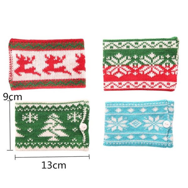 Christmas Home Knit Woven Woolen Cup Set Decoration (Blue Snowflake) - Image 4