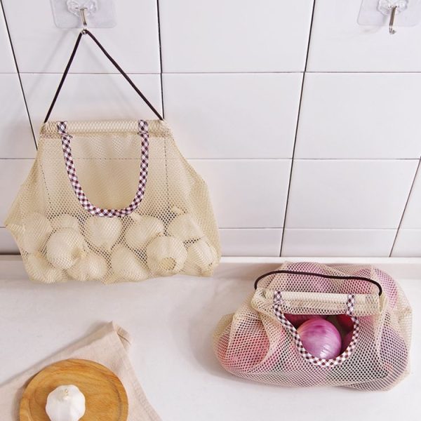 2 PCS Creative Kitchen Vegetable Onion Potato Storage Hanging Bag Hollow Breathable Mesh Bag Kitchen Garlic Ginger Mesh Storage Bag - Image 2