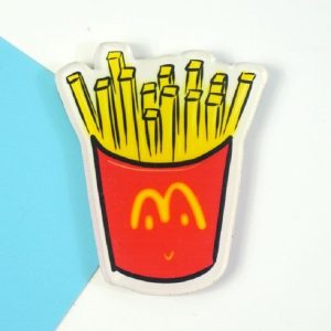 5 PCS Cartoon Food Soft Magnetic Message Board Blackboard Refrigerator Magnet (French Fries)