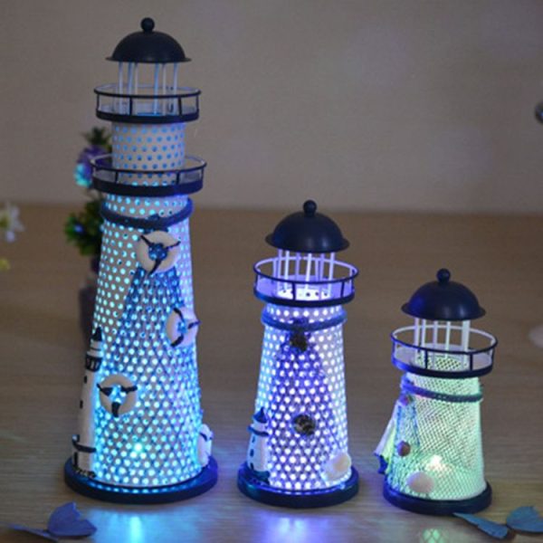 Creative Decorative Wrought Iron Flash Tower LED Night Light, Size: Small 14cm