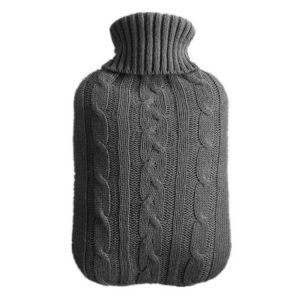 Hot Water Bottle Solid Color Knitting Cover (Without Hot Water Bottle) Water-filled Hot Water Soft Knitting Bottle Velvet Bag (Deep grey)