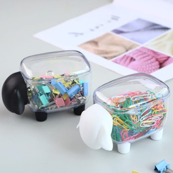 Multifunction Mini Cute Sheep Plastic Cotton Swab Box Dust-proof Cosmetic Cotton Storage Box (White) - Image 4
