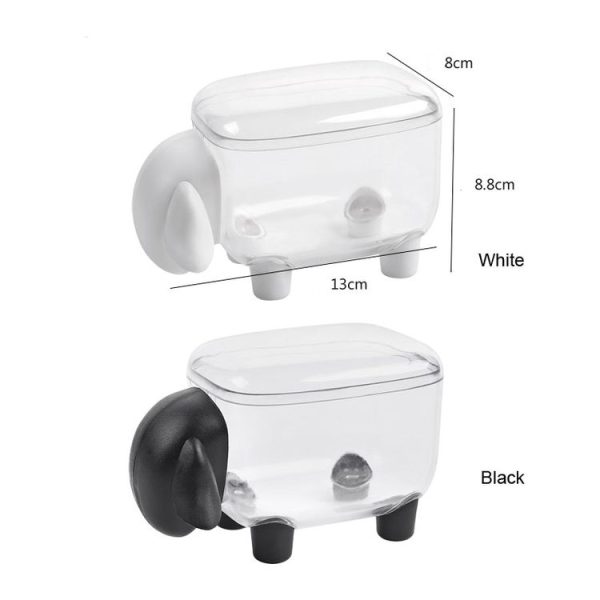 Multifunction Mini Cute Sheep Plastic Cotton Swab Box Dust-proof Cosmetic Cotton Storage Box (White) - Image 7