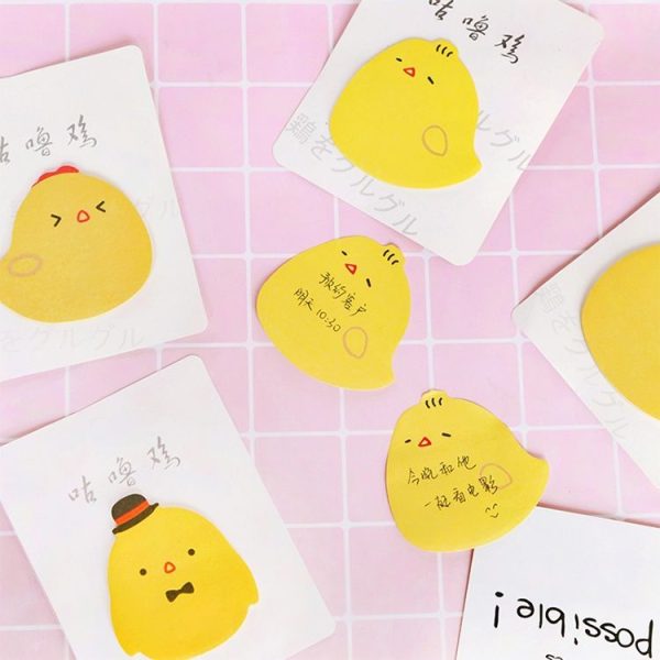 4 PCS Creative Stay Cute Mini Cute Chicken Small Yellow Chicken Message Note Post-It Memo Pad (Gentleman Chicken) - Image 2