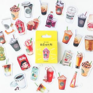 2 PCS I Love To Drink Beverage Shape Sealing Stickers Boxed Stickers