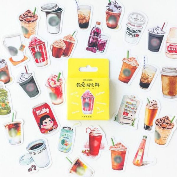 2 PCS I Love To Drink Beverage Shape Sealing Stickers Boxed Stickers