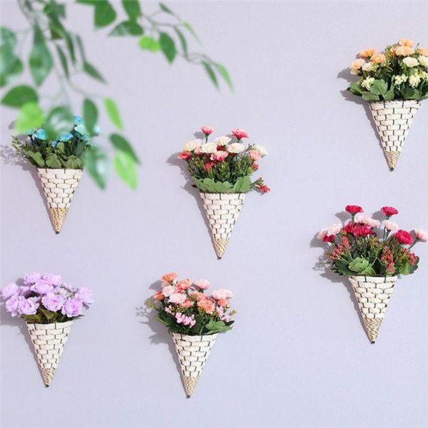 Wall Wicker Hanging Rttan Vase Basket Farm Decoration, Random Color Delivery - Image 5