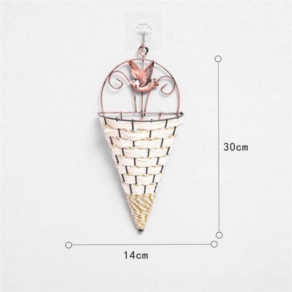 Wall Wicker Hanging Rttan Vase Basket Farm Decoration, Random Color Delivery - Image 6