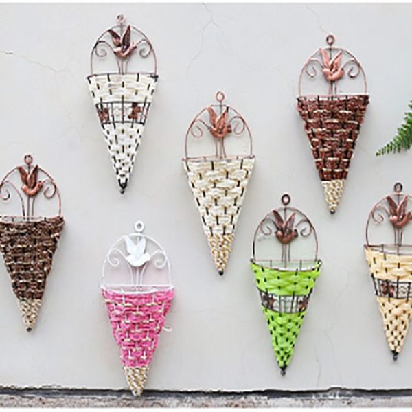Wall Wicker Hanging Rttan Vase Basket Farm Decoration, Random Color Delivery - Image 7