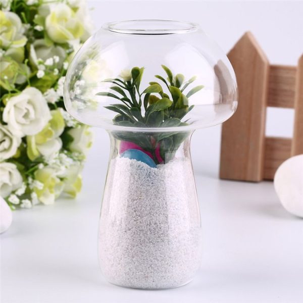 Mushroom Shaped Glass Vase Terrarium Bottle Container Flower Home Table Decoration - Image 4