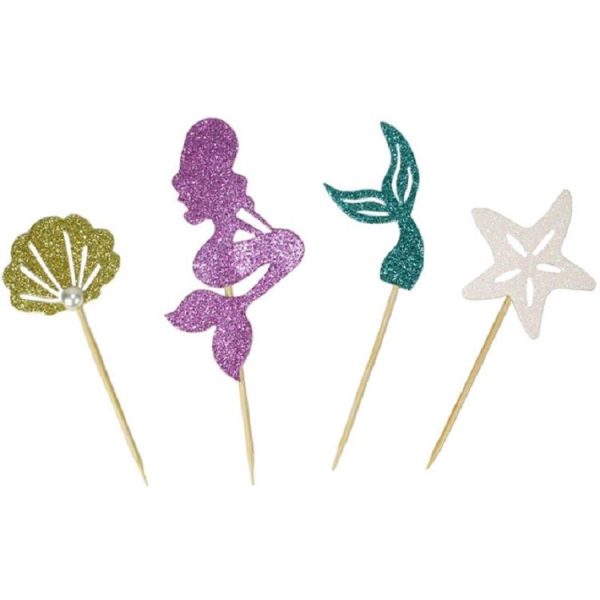 24 PCS / 1 Set Mermaid Princess Party Decorate Cupcakes Inserted Card - Image 4