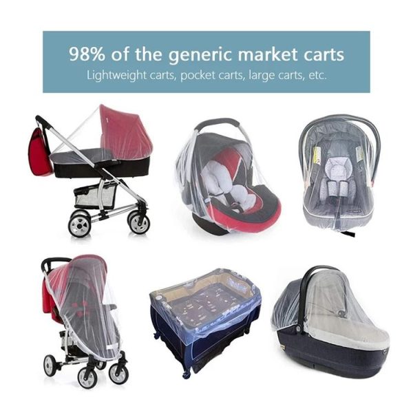 3 PCS 150cm Baby Pushchair Mosquito Insect Shield Net Safe Infants Protection Mesh Stroller Accessories Mosquito Net (Blue) - Image 3