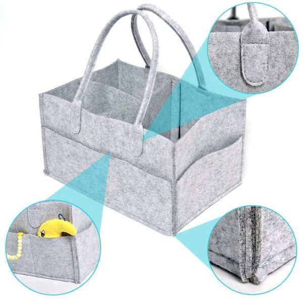 Mummy Bag Storage Multifunctional Maternity Handbags Organizer Stroller Accessories, Size: 33x23x18cm, Color: Light Gray 2 - Image 3