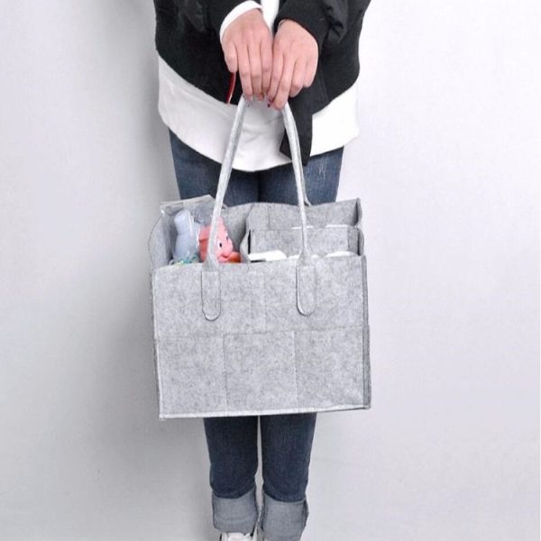 Mummy Bag Storage Multifunctional Maternity Handbags Organizer Stroller Accessories, Size: 33x23x18cm, Color: Light Gray 2 - Image 5