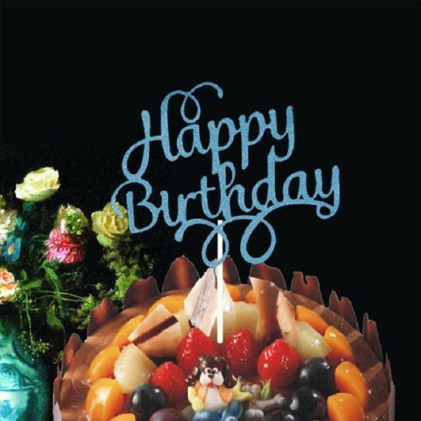 10 PCS Carving Cake Dessert Insert Party Decoration (Blue Without Bow)