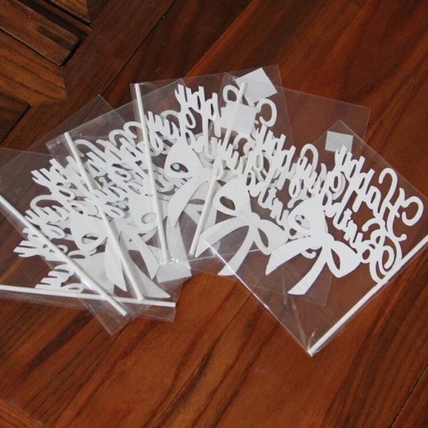 10 PCS Carving Cake Dessert Insert Party Decoration (Blue Without Bow) - Image 4