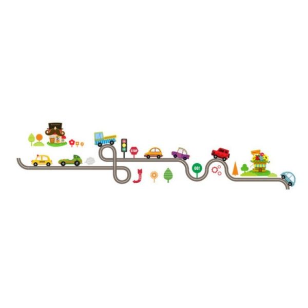 Cartoon Track Car Children Bedroom Wall Stickers Decorative Green Wall Stickers (ZY083)