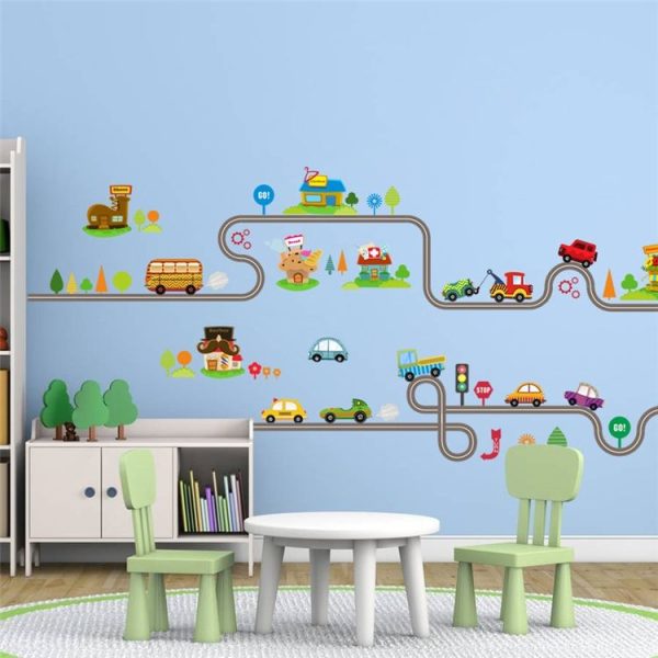 Cartoon Track Car Children Bedroom Wall Stickers Decorative Green Wall Stickers (ZY083) - Image 3