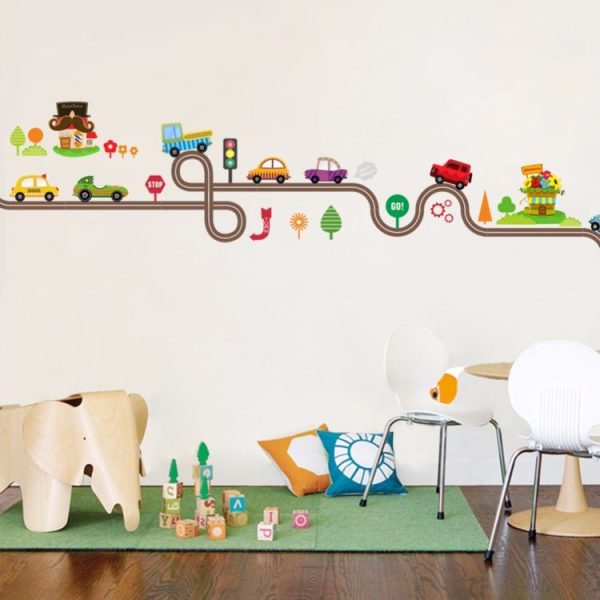 Cartoon Track Car Children Bedroom Wall Stickers Decorative Green Wall Stickers (ZY083) - Image 5